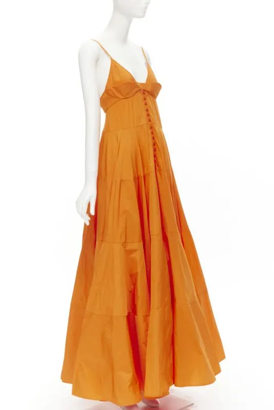 Jacquemus Tafetta Button Gown Orange Cotton Never worn, with tag - Inside View