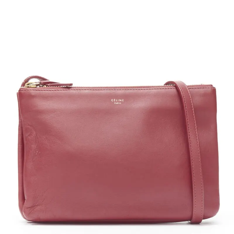 Celine Monica Lock Satchel Red Leather Good - Front View
