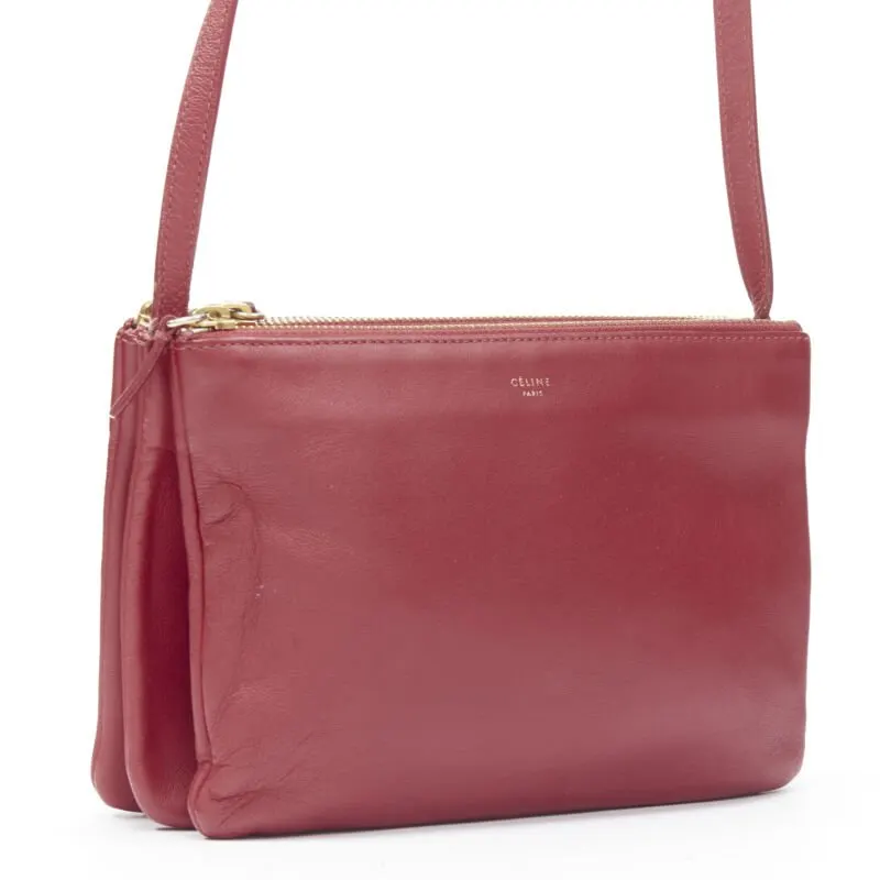 Celine Monica Lock Satchel Red Leather Good - Inside View