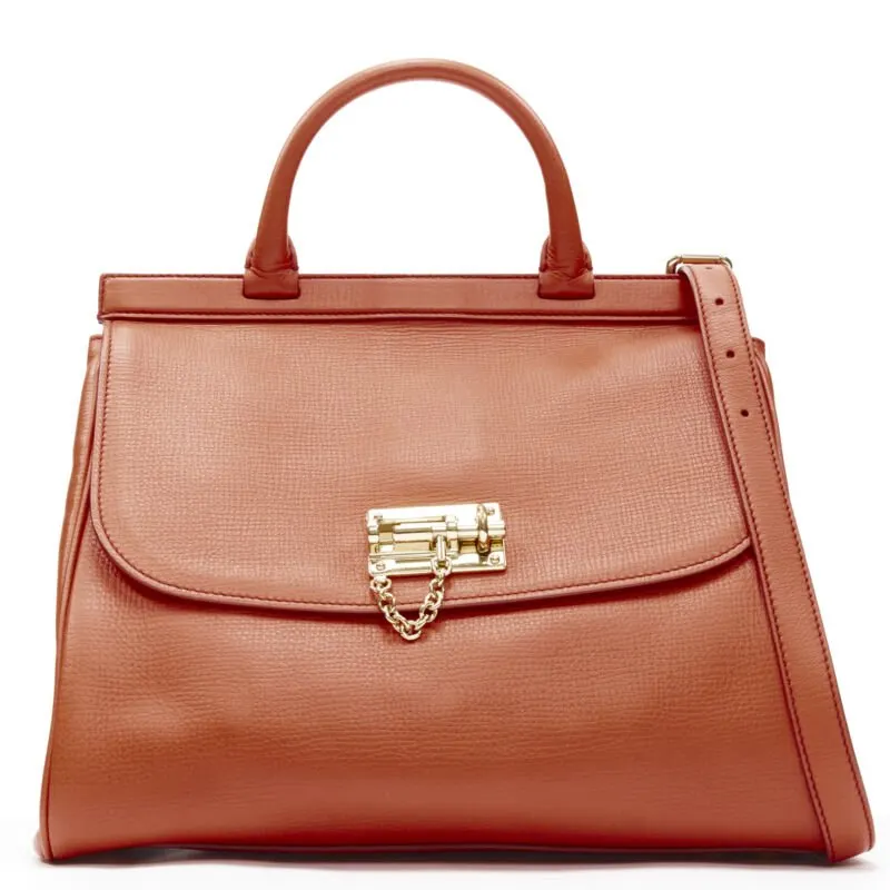 Dolce & Gabbana Pebble Duffel Bag Orange Leather Very good - Front View