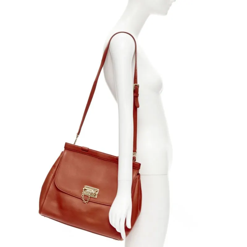 Dolce & Gabbana Pebble Duffel Bag Orange Leather Very good - Back View