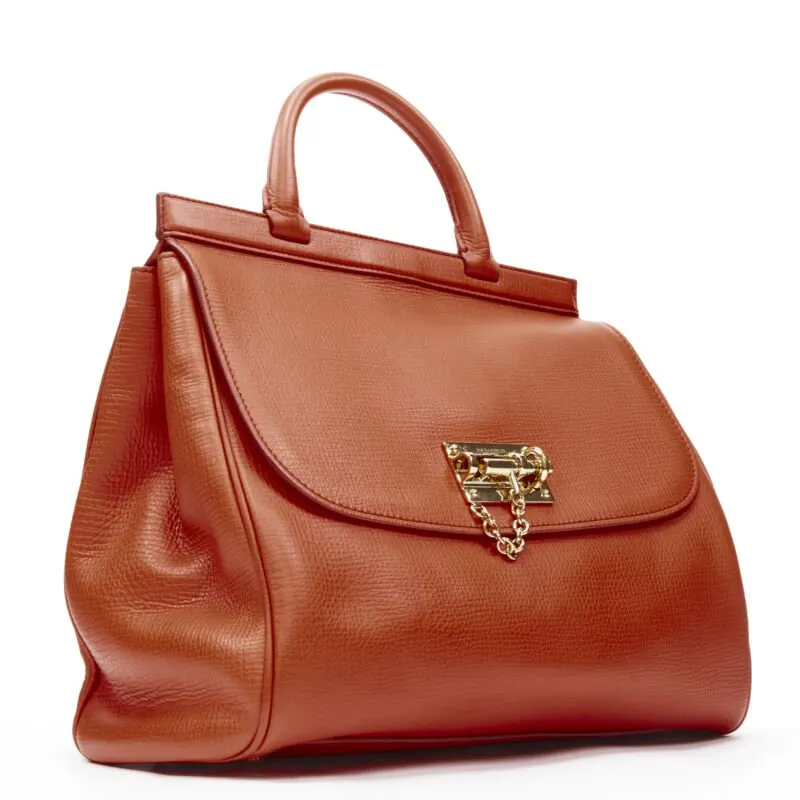Dolce & Gabbana Pebble Duffel Bag Orange Leather Very good - Inside View