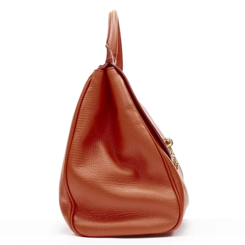 Dolce & Gabbana Pebble Duffel Bag Orange Leather Very good - Model View
