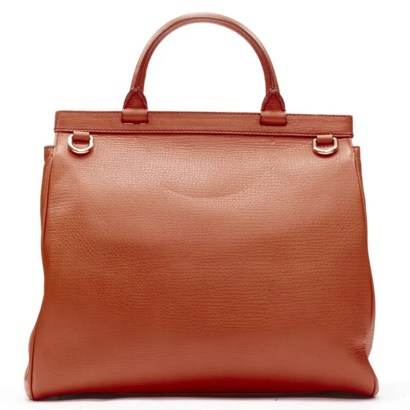 Dolce & Gabbana Pebble Duffel Bag Orange Leather Very good - Box View