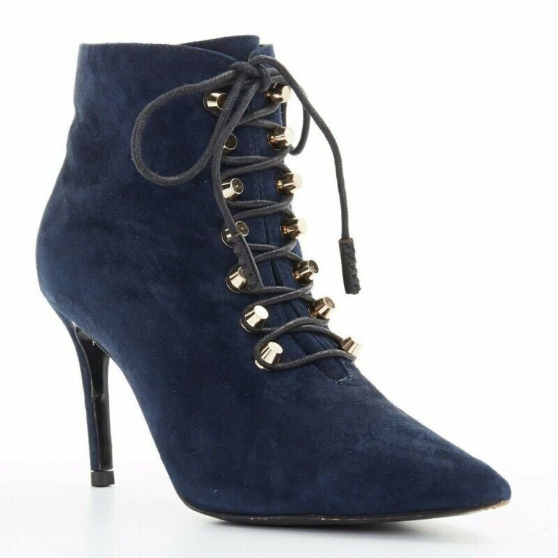 Balenciaga Suede Stud Lace Booties - Back view