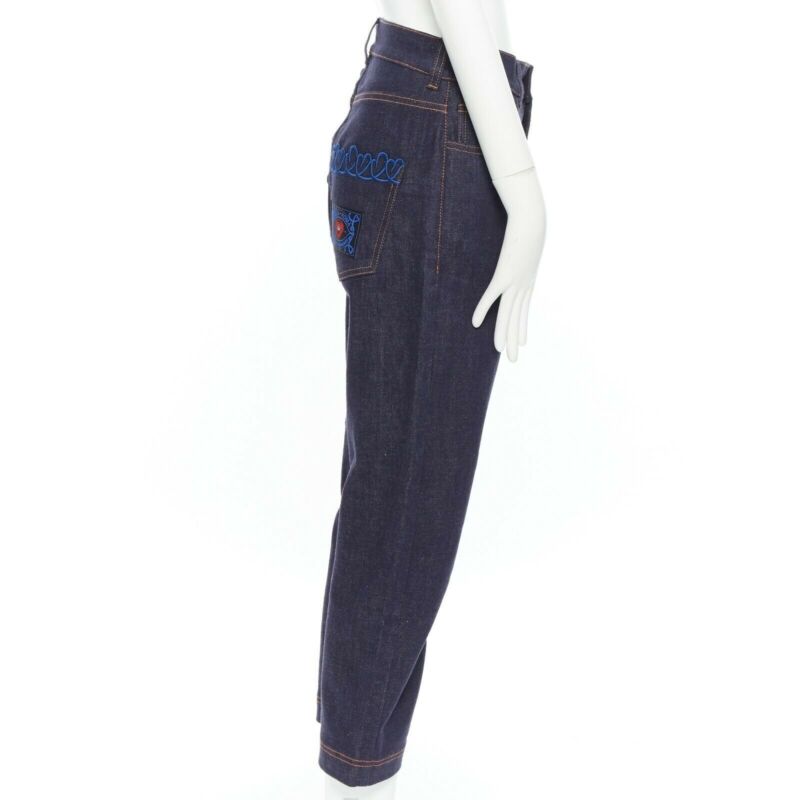 Fendi Heart Embroidery Jeans - Side view