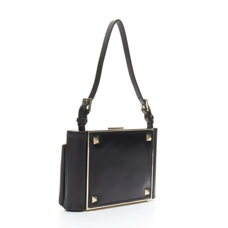 Valentino Leopard Bow Clutch Black Metal Very good - Back View