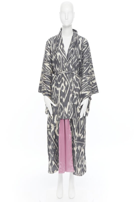 Oscar De La Renta Brown Leopard Silk Kimono - Image 6