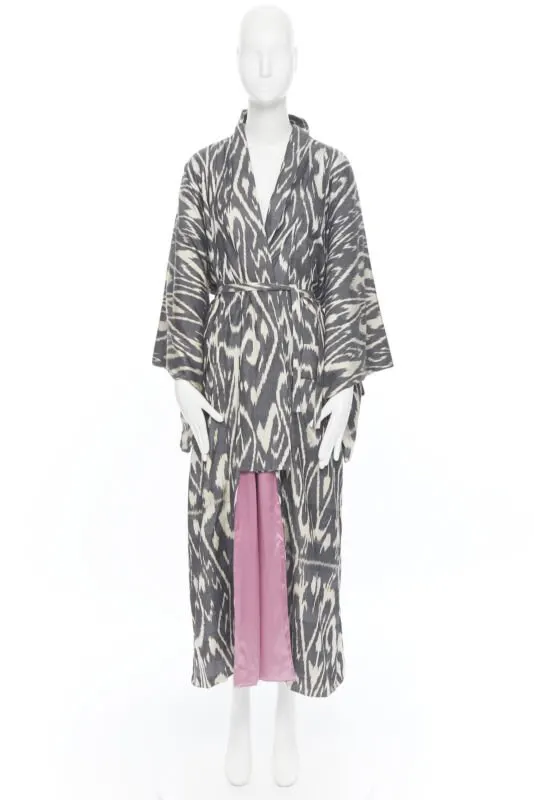 Oscar De La Renta Brown Leopard Silk Kimono Brown Silk Very good - Inside View