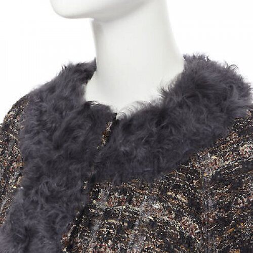 Dolce & Gabbana Tweed Shearling Poncho - Back view
