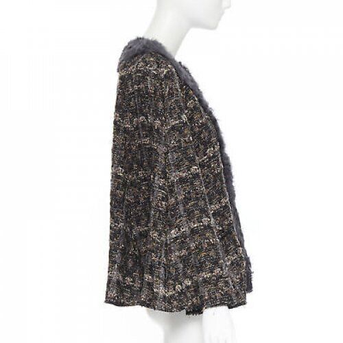 Dolce & Gabbana Tweed Shearling Poncho - 4