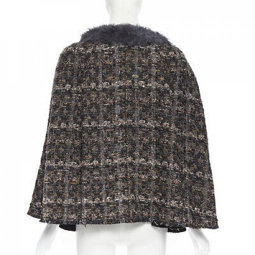 Dolce & Gabbana Tweed Shearling Poncho - Side view