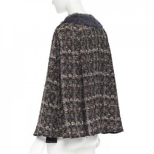 Dolce & Gabbana Tweed Shearling Poncho - Detail 1