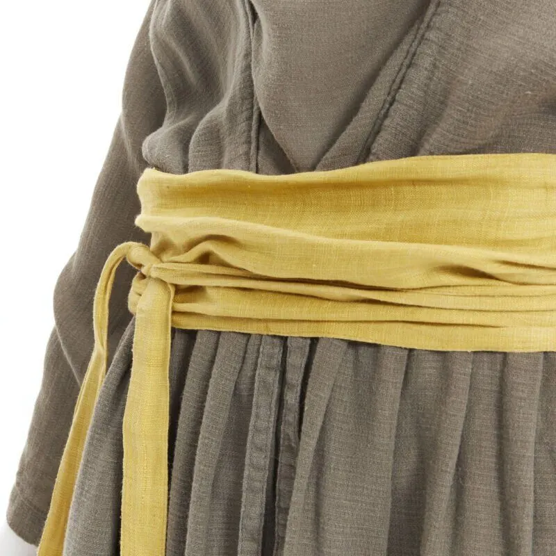 Issey Miyake Obi Belt Dress Beige Linen Never worn - Back View