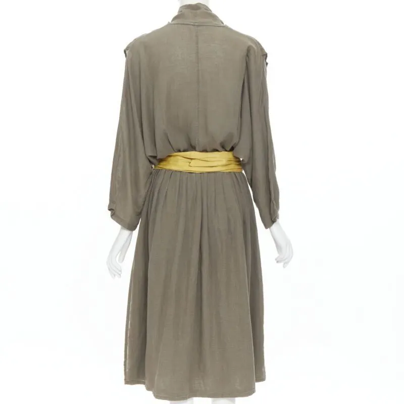 Issey Miyake Obi Belt Dress Beige Linen Never worn - Box View