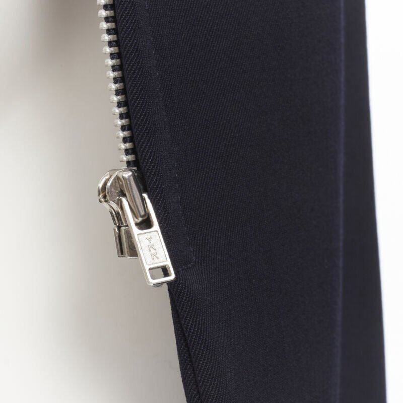 Comme Des Garcons Navy Asymmetric Biker Coat - Image 12