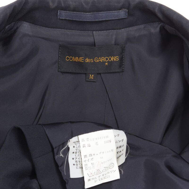 Comme Des Garcons Navy Asymmetric Biker Coat - Image 14