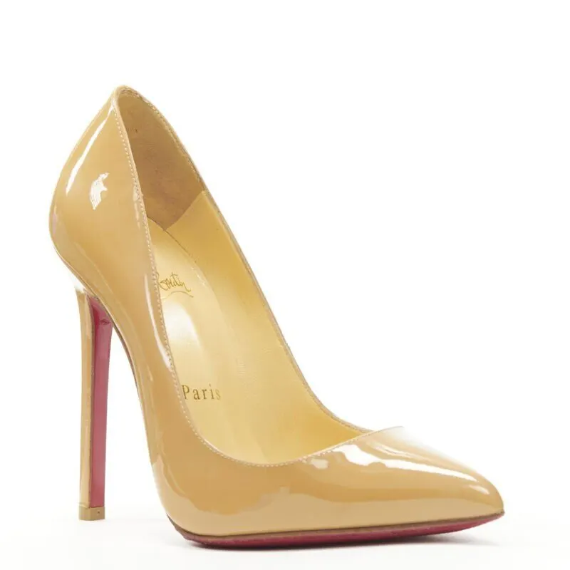 Christian Louboutin Patent Pigalle Heels Beige Very good - Back View