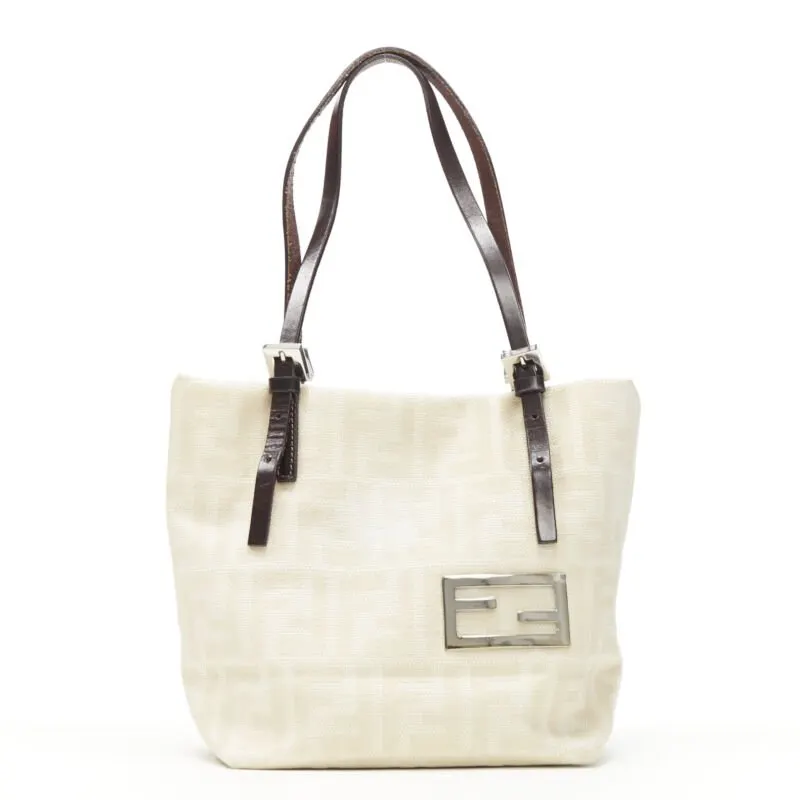 Fendi Latch Saddle Bag Beige Good - Front View