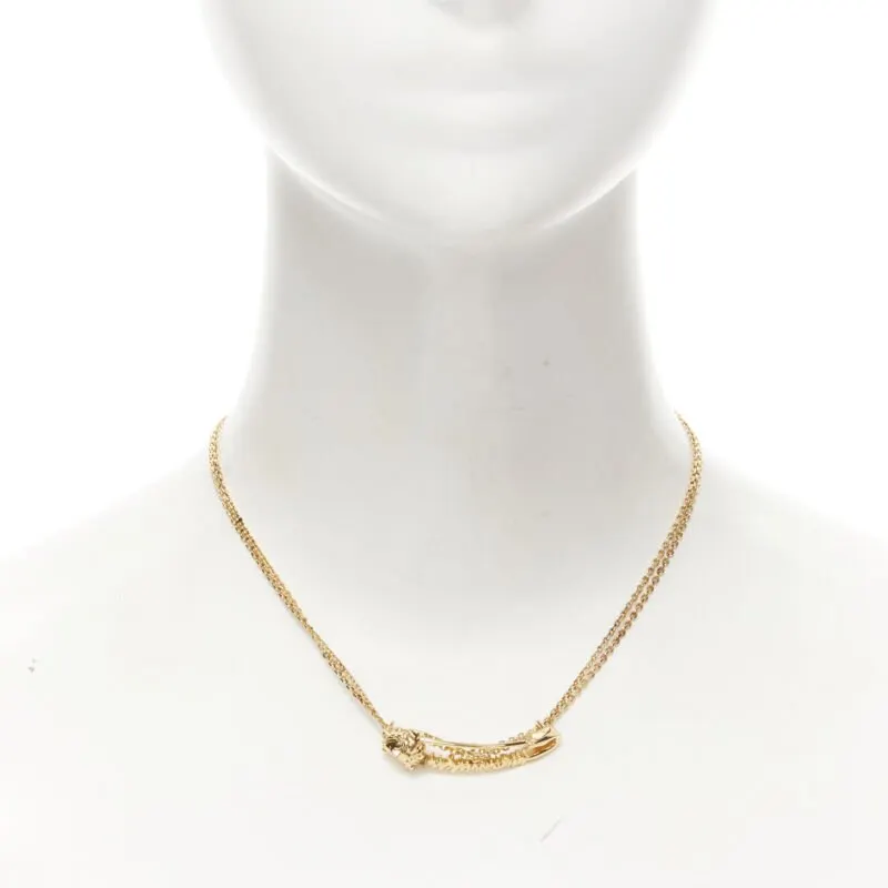 Versace Safety Pin Necklace Gold Never worn - Front View