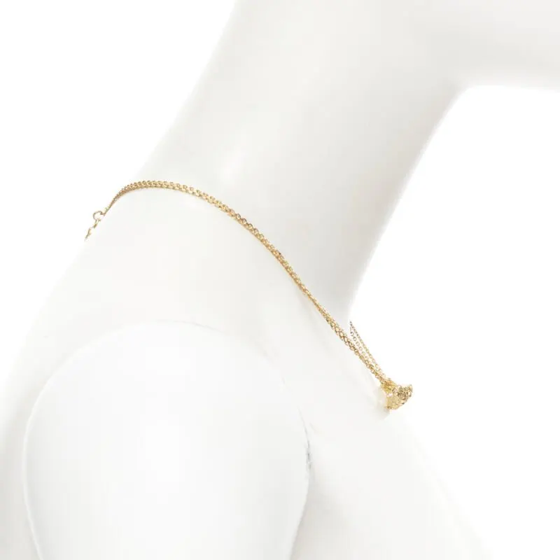 Versace Safety Pin Necklace Gold Never worn - Model View
