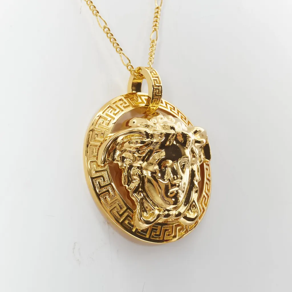 Versace Medusa Coin Necklace Gold Metal Never worn, with tag - Back View