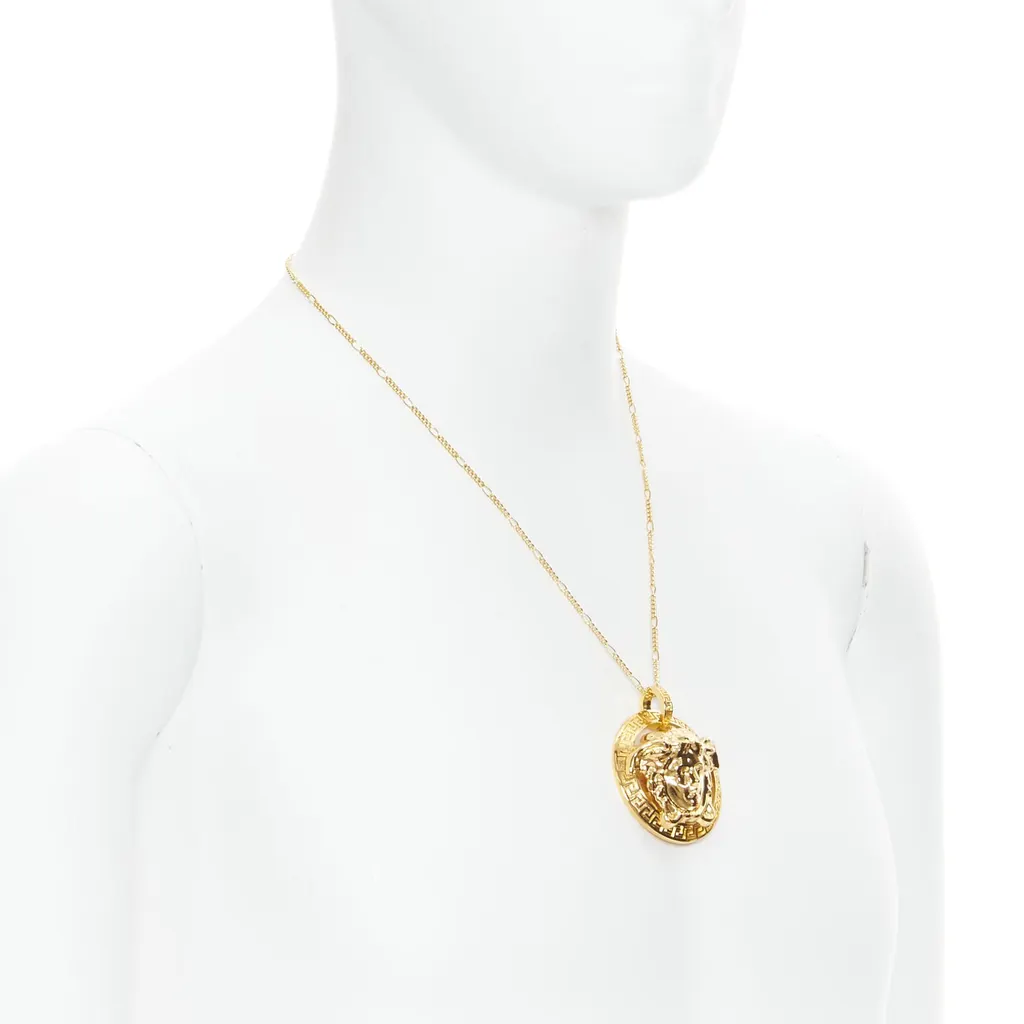 Versace Medusa Coin Necklace Gold Metal Never worn, with tag - Inside View