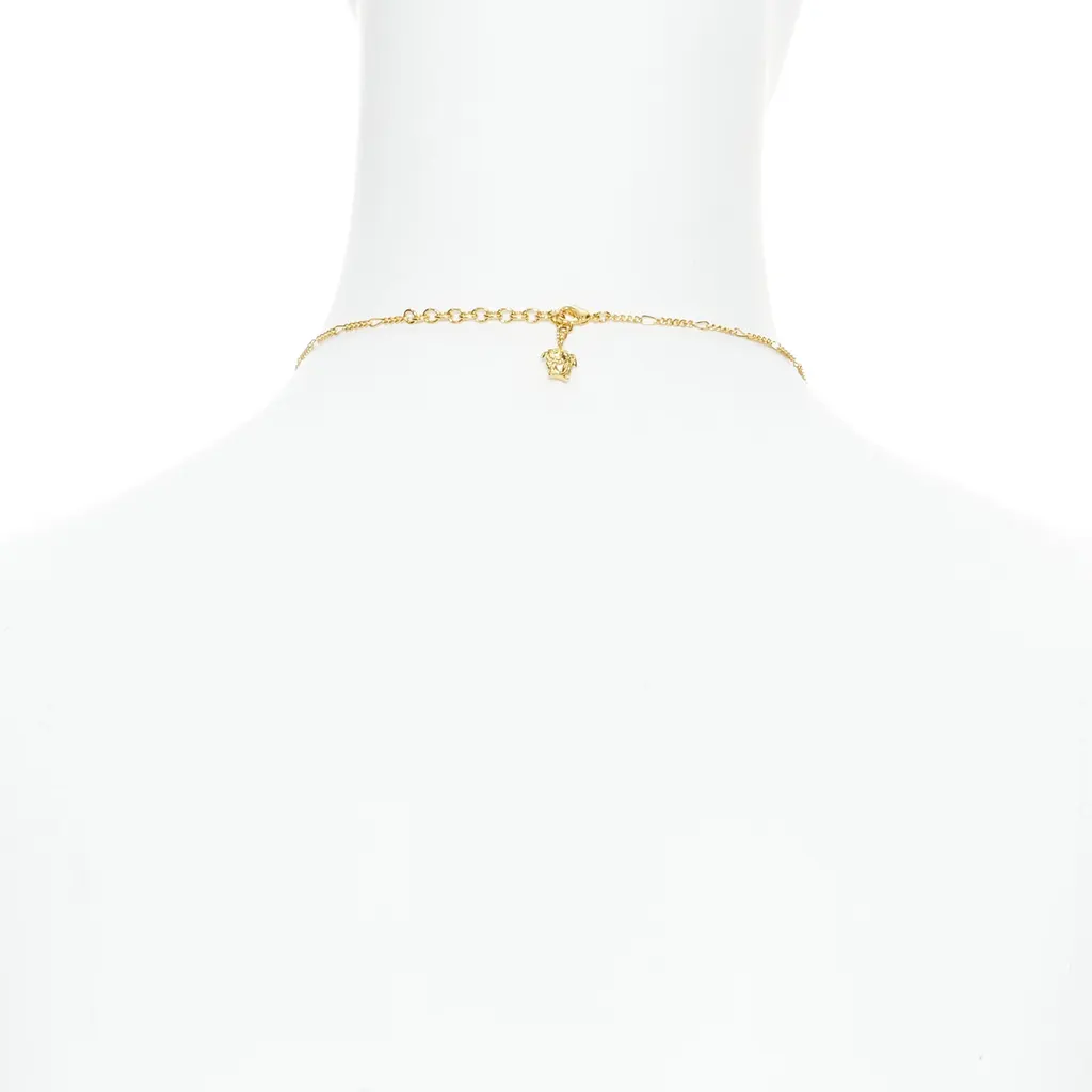 Versace Medusa Coin Necklace Gold Metal Never worn, with tag - Box View