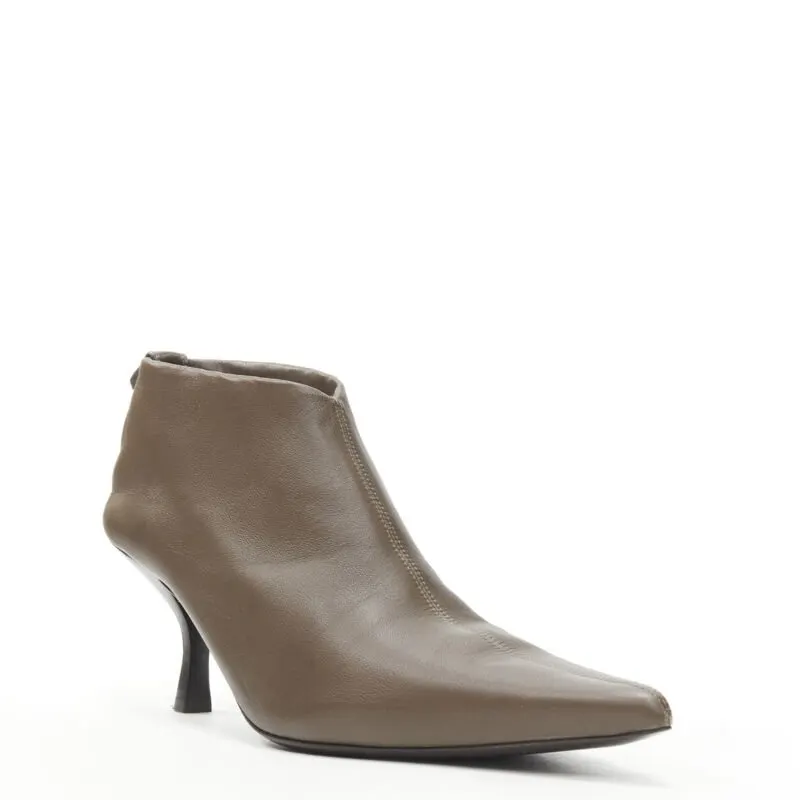 The Row Pointy Curved Heel Booties Grey Leather Never worn - Back View