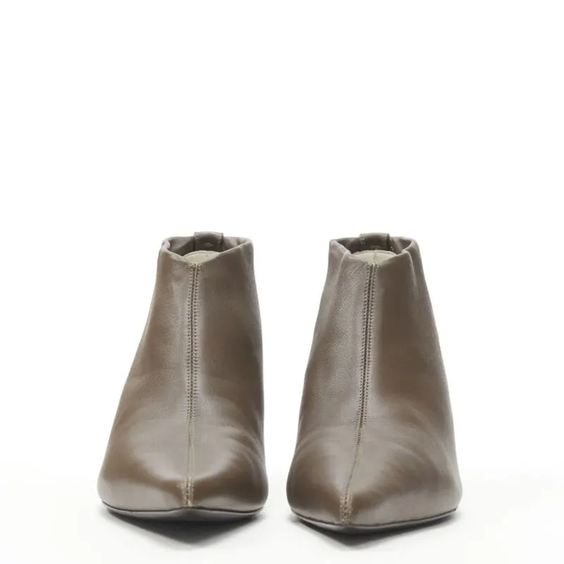 The Row Pointy Curved Heel Booties Grey Leather Never worn - Inside View