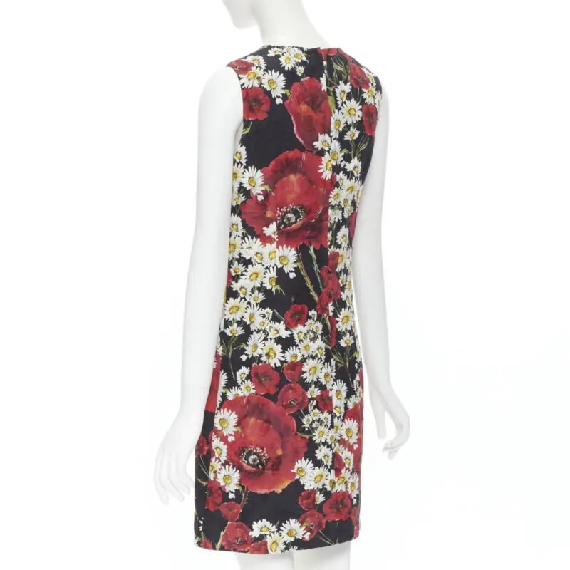 Dolce & Gabbana Poppy Daisy Dress Black Cotton Never worn - Box View