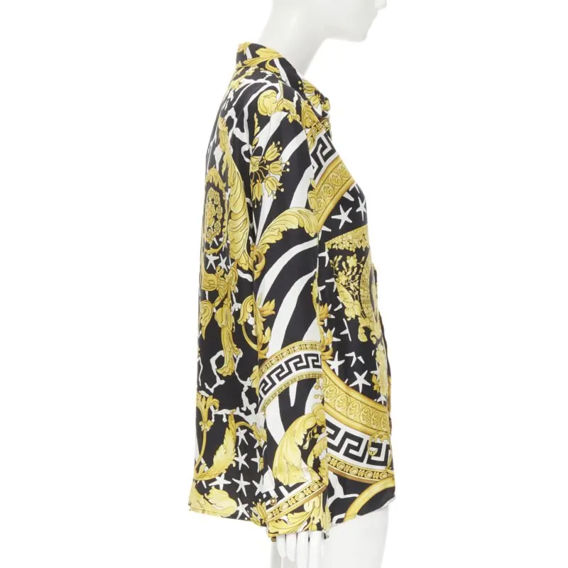 Versace Baroque Silk Shirt Gold Silk Never worn, with tag - Inside View