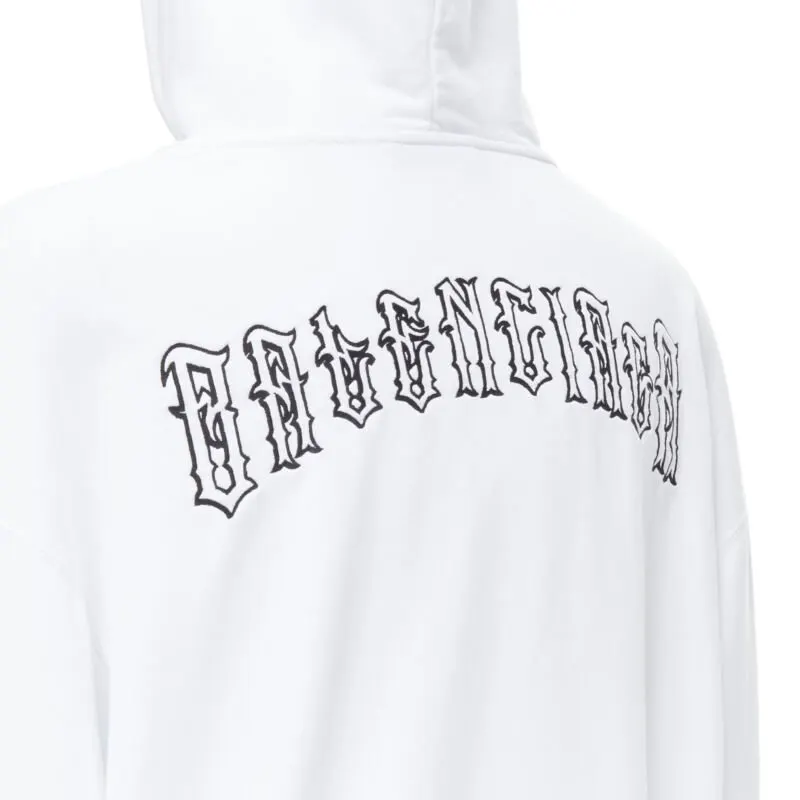 Balenciaga Tattoo Logo Hoodie White Cotton Very good - Front View