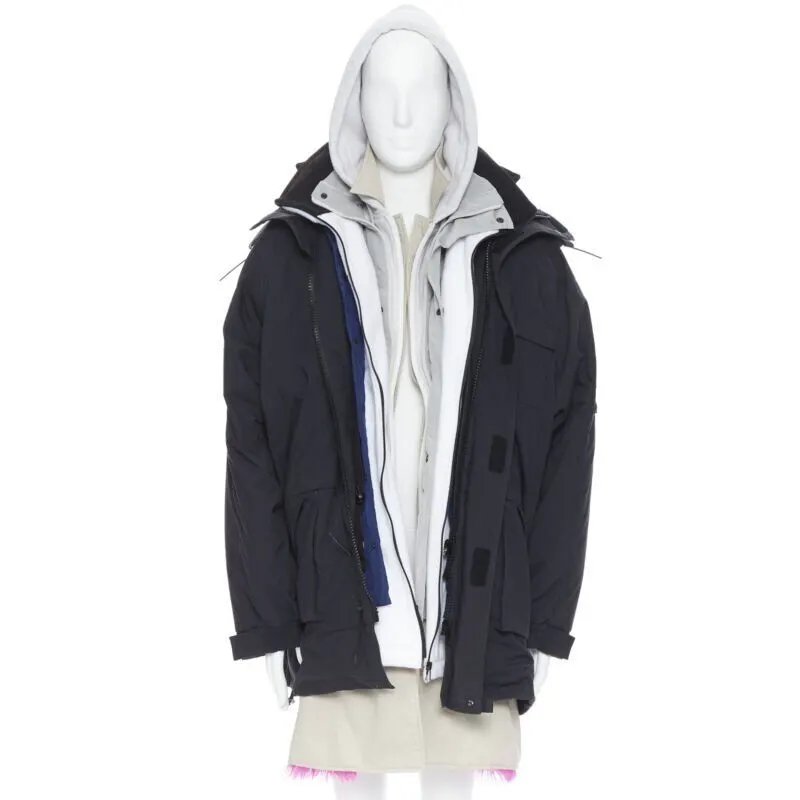 Balenciaga Pink Fur Parka Black Polyamide Never worn, with tag - Inside View