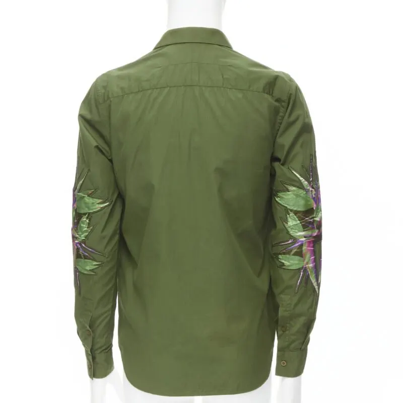 Givenchy Birds Patch Shirt Green Cotton Never worn - Box View