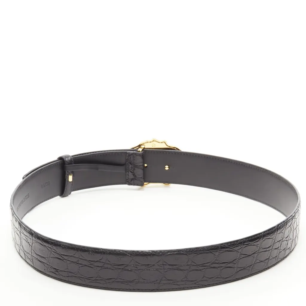 Versace Medusa Coin Black Belt Black Leather Never worn, with tag - Inside View
