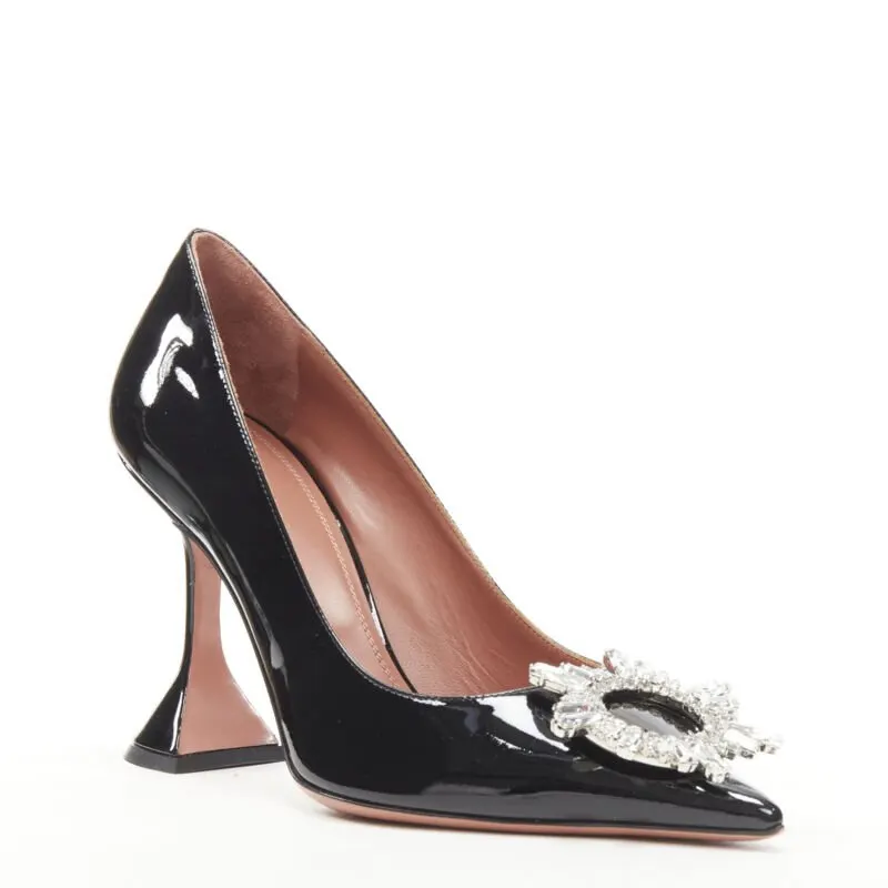 Amina Muaddi Crystal Buckle Pumps Black Very good - Back View