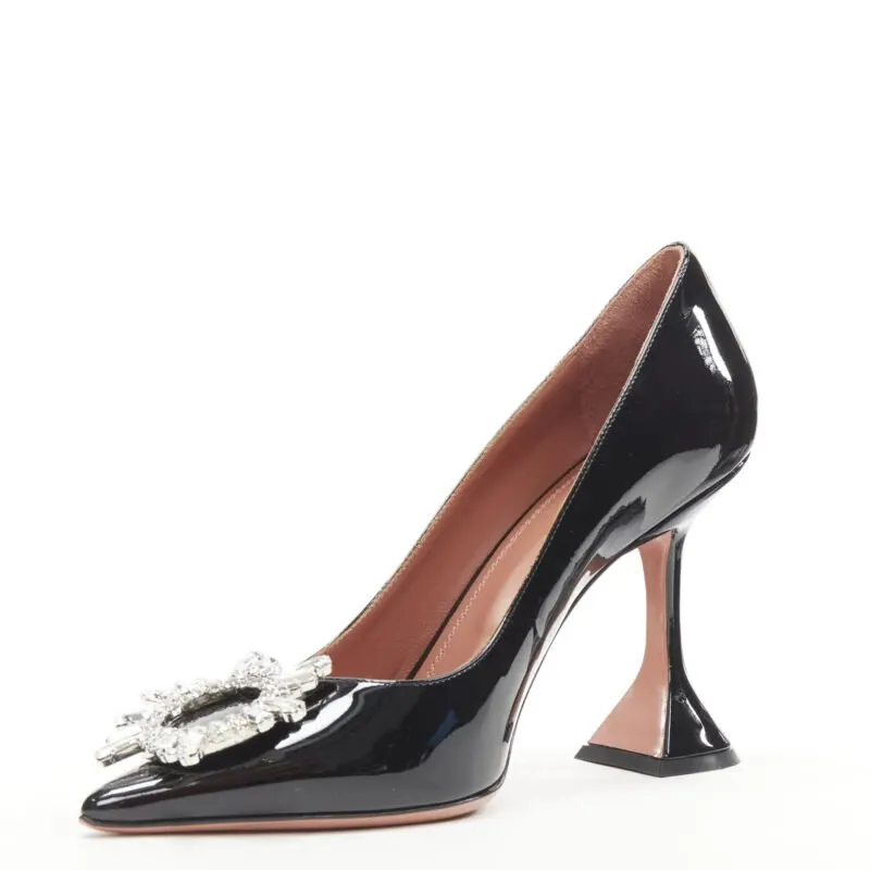 Amina Muaddi Crystal Buckle Pumps Black Very good - Model View