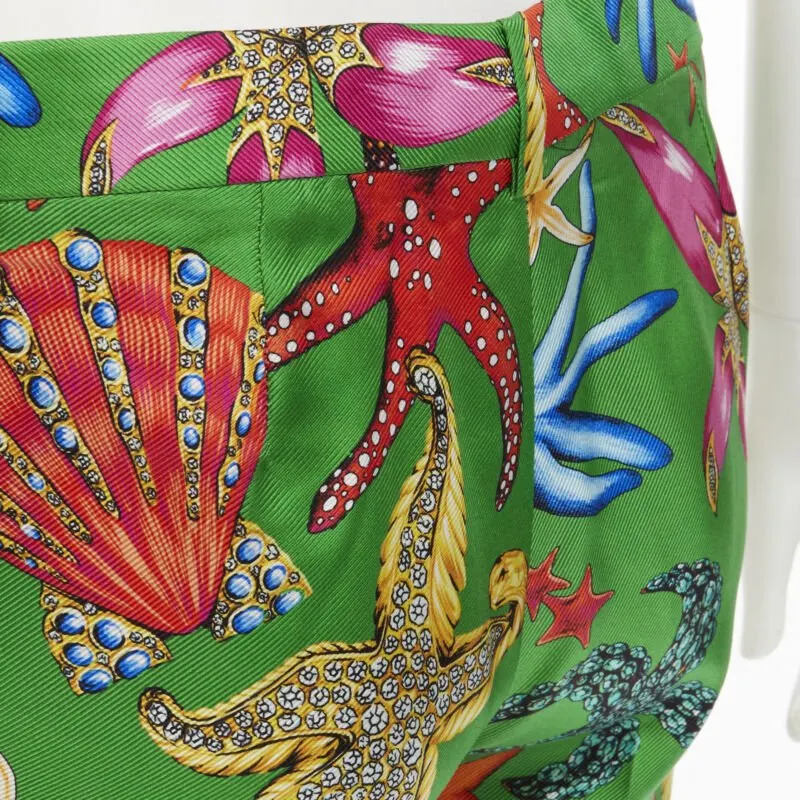 Versace Starfish Print Pants Green Viscose Never worn, with tag - Back View