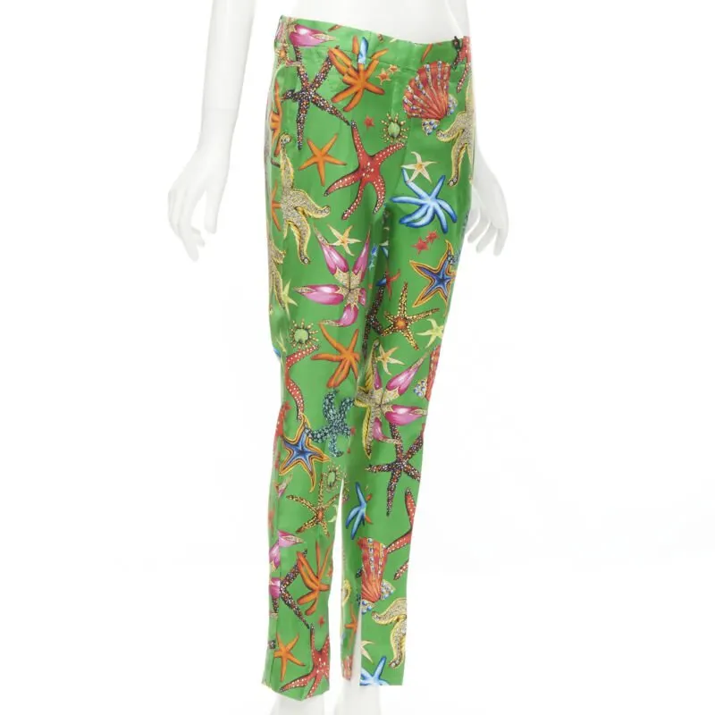 Versace Starfish Print Pants Green Viscose Never worn, with tag - Inside View