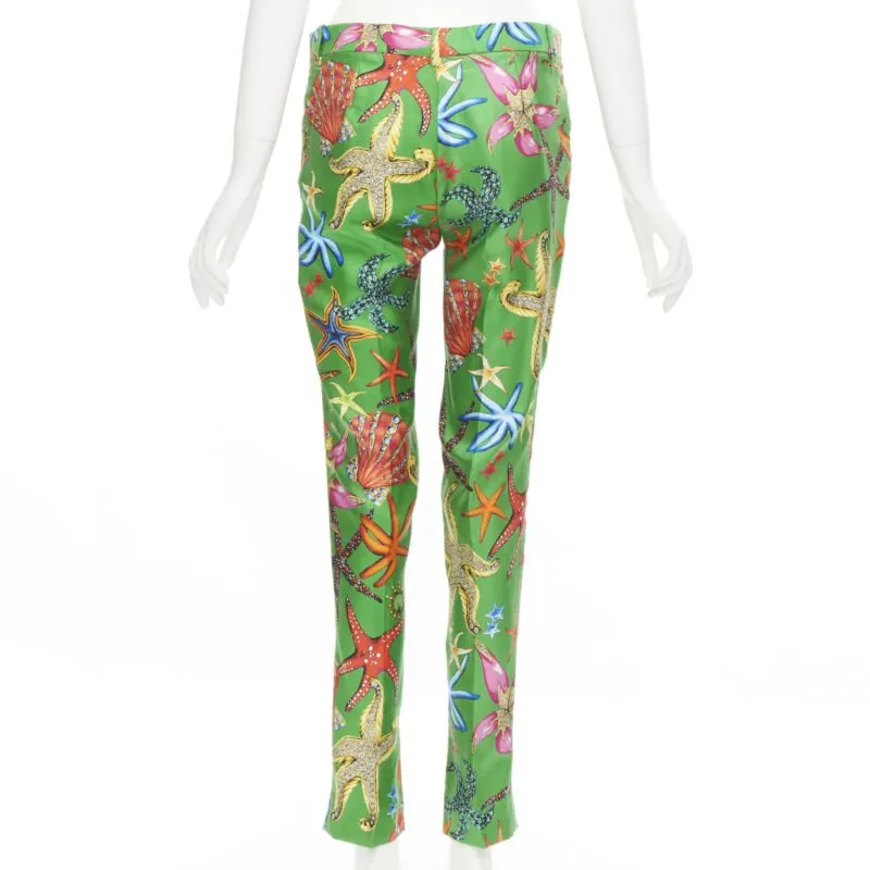 Versace Starfish Print Pants Green Viscose Never worn, with tag - Box View