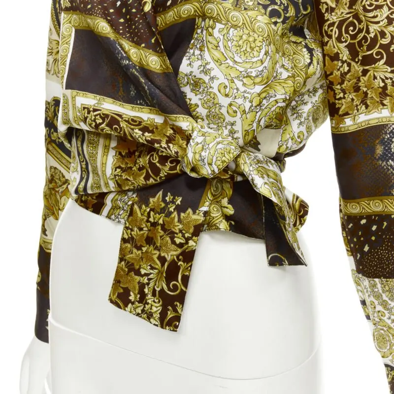 Versace Mosaic Wrap Shirt Gold Silk Never worn, with tag - Back View