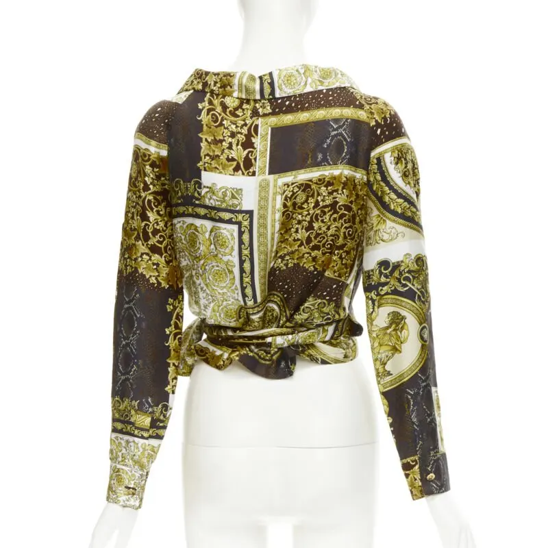 Versace Mosaic Wrap Shirt Gold Silk Never worn, with tag - Box View