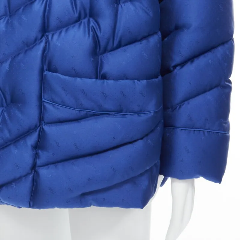 Fendi Blue Logo Puffer Blue Polyester Never worn, with tag - Back View