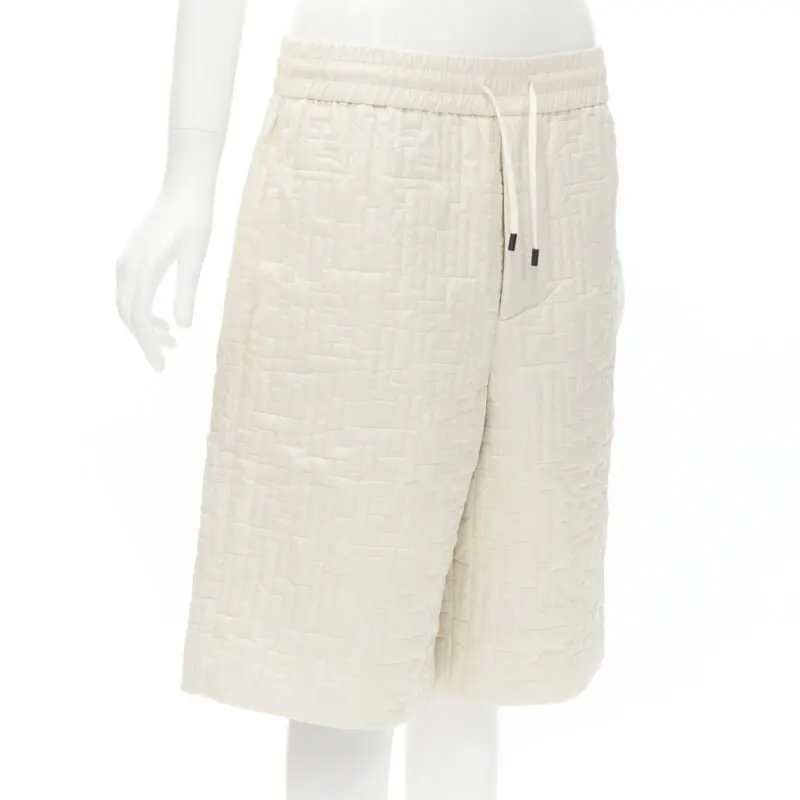 Fendi Zucca Padded Shorts Beige Never worn, with tag - Front View