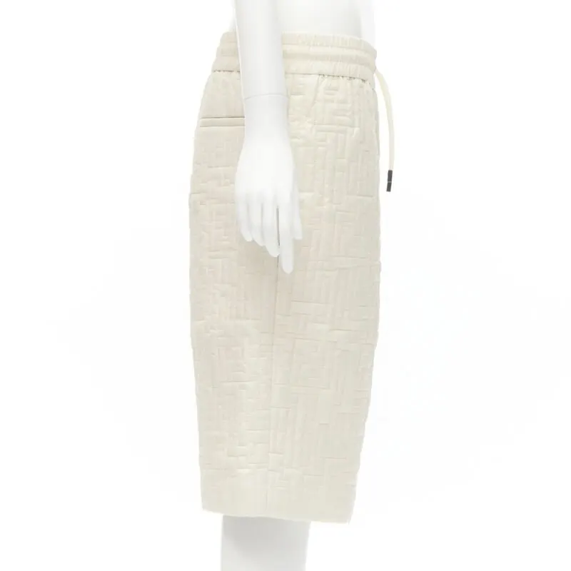 Fendi Zucca Padded Shorts Beige Never worn, with tag - Model View