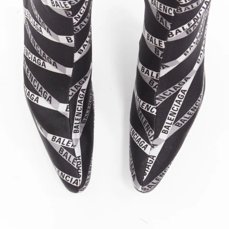 Balenciaga Fabric Drape Leather Boots Black Polyester Never worn - Back View