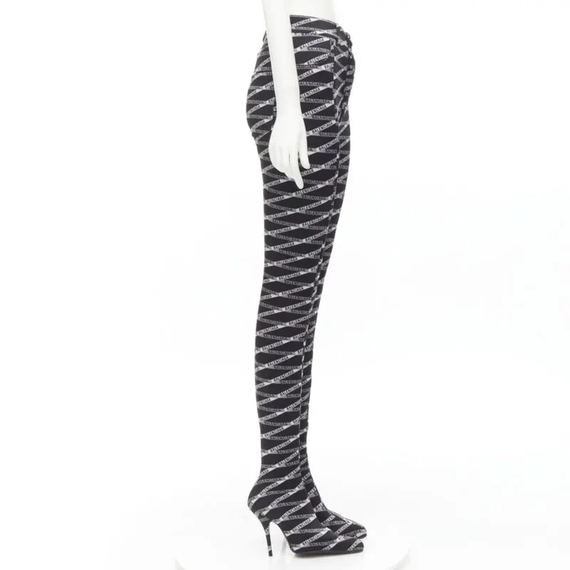 Balenciaga Fabric Drape Leather Boots Black Polyester Never worn - Model View