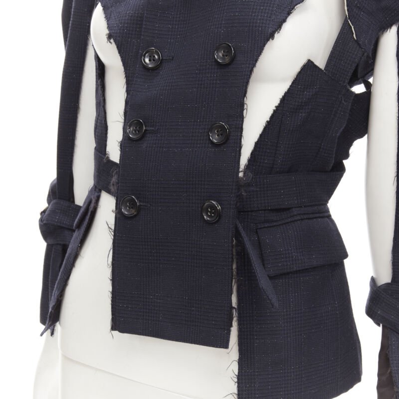 Comme Des Garcons Navy Deconstructed Jacket - Back view