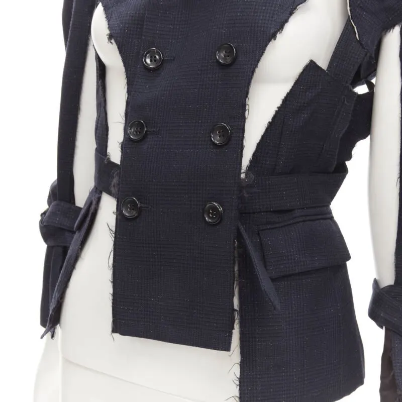 Comme Des Garcons Navy Deconstructed Jacket Navy Wool Never worn - Back View